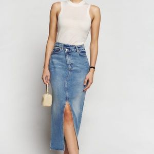 Reformation Nila Long Denim Slit Skirt!
